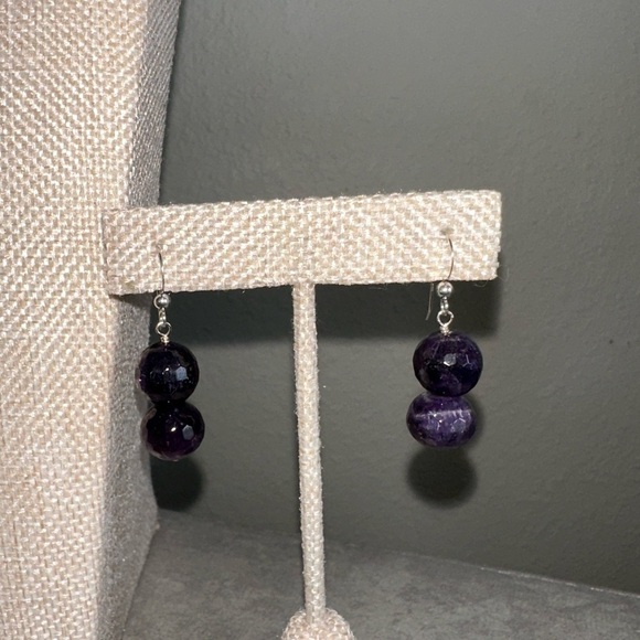 Amethyst necklace & earrings set by Jay King - Picture 5 of 10